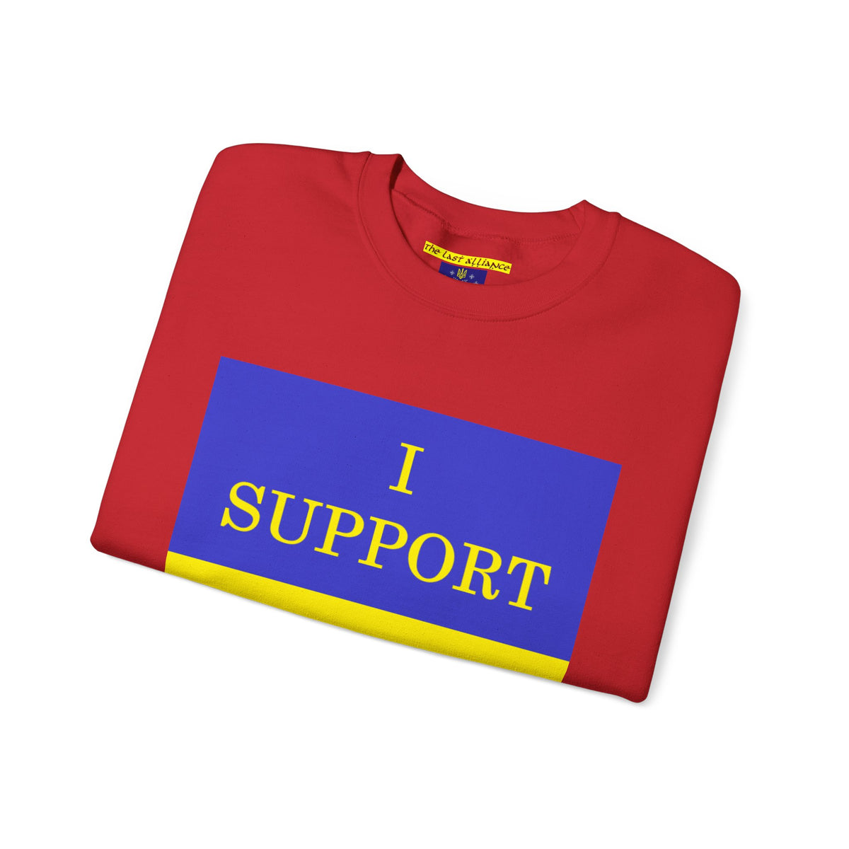 I Support Ukraine Crewneck Sweatshirt — Ukrainian Flag & Tryzub Support Pullover