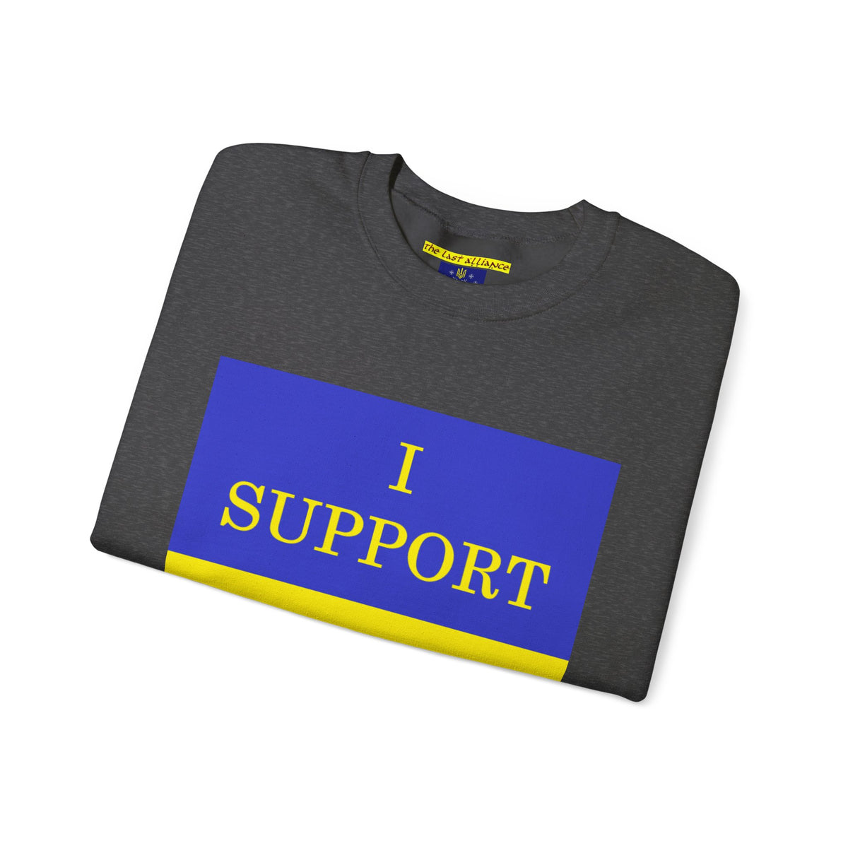 I Support Ukraine Crewneck Sweatshirt — Ukrainian Flag & Tryzub Support Pullover