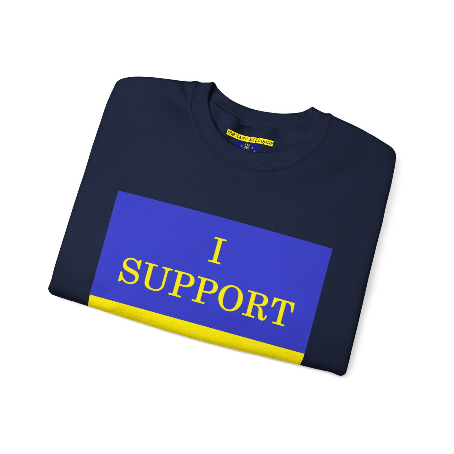 I Support Ukraine Crewneck Sweatshirt — Ukrainian Flag & Tryzub Support Pullover