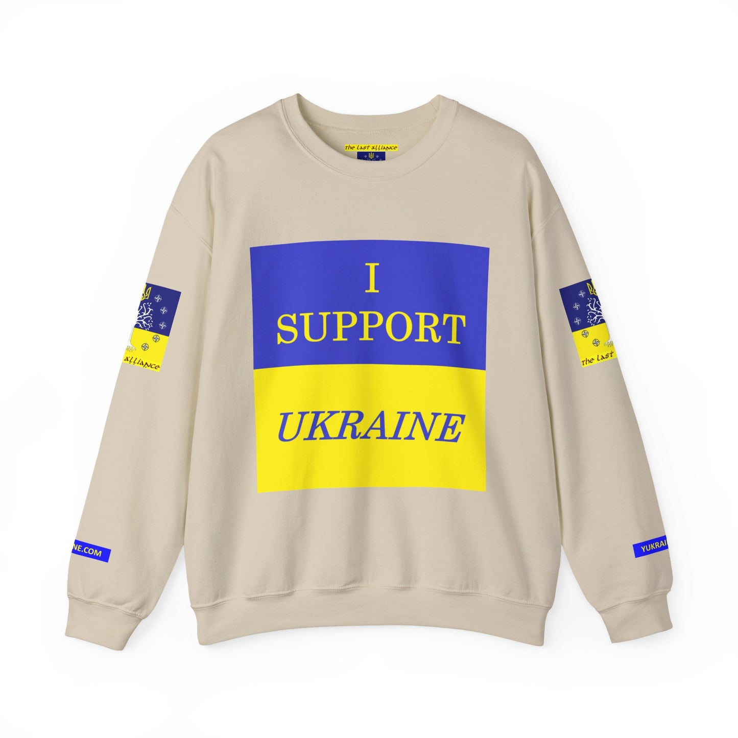 I Support Ukraine Crewneck Sweatshirt — Ukrainian Flag & Tryzub Support Pullover