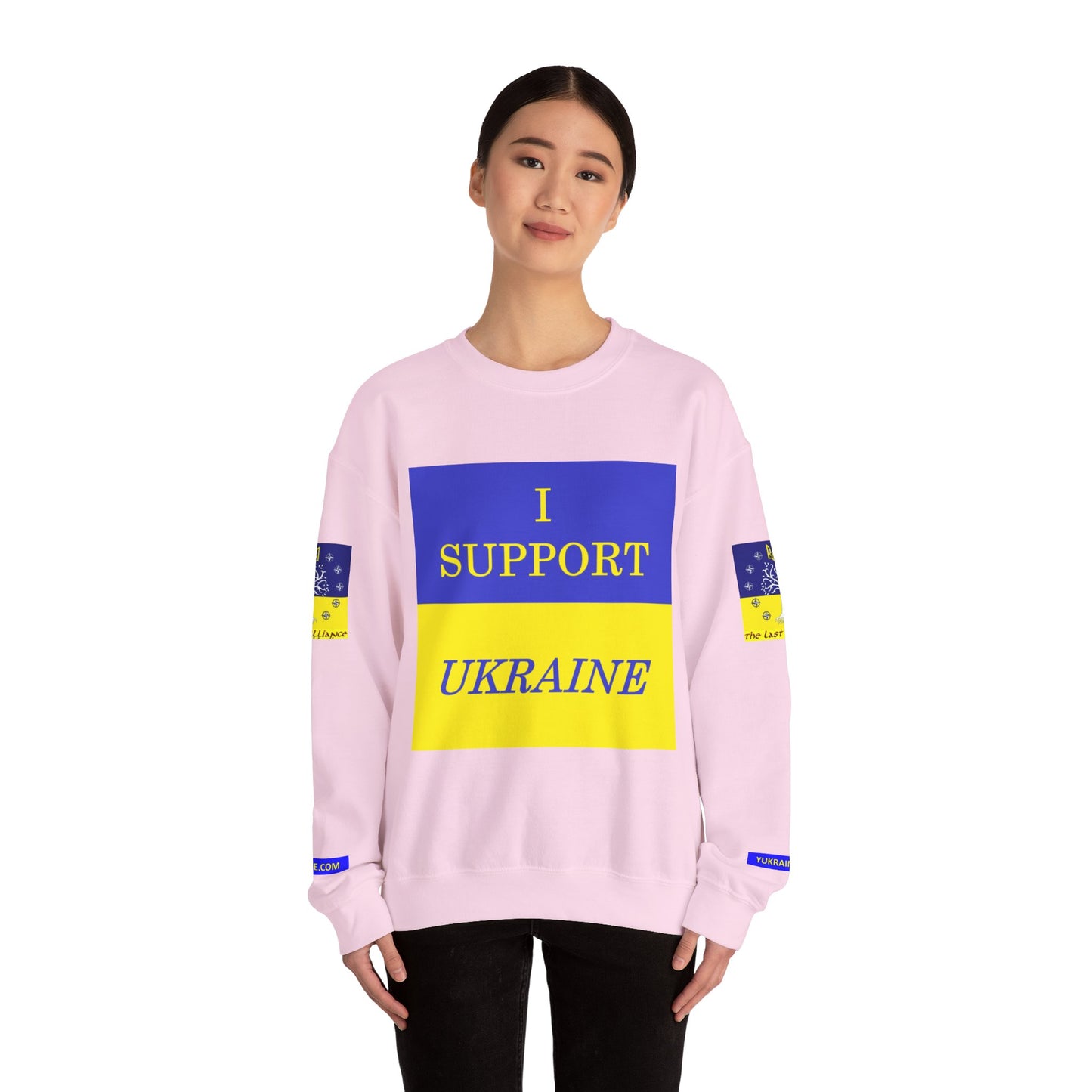 I Support Ukraine Crewneck Sweatshirt — Ukrainian Flag & Tryzub Support Pullover