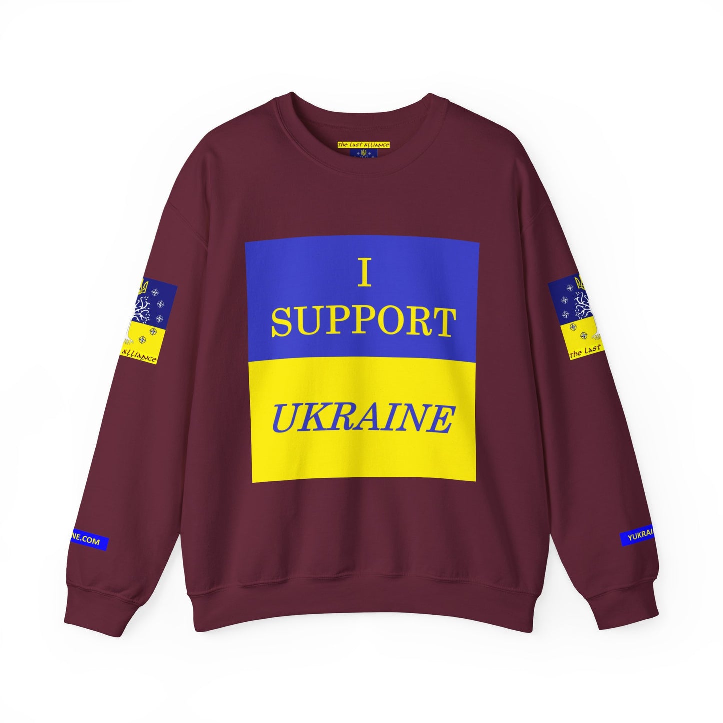 I Support Ukraine Crewneck Sweatshirt — Ukrainian Flag & Tryzub Support Pullover
