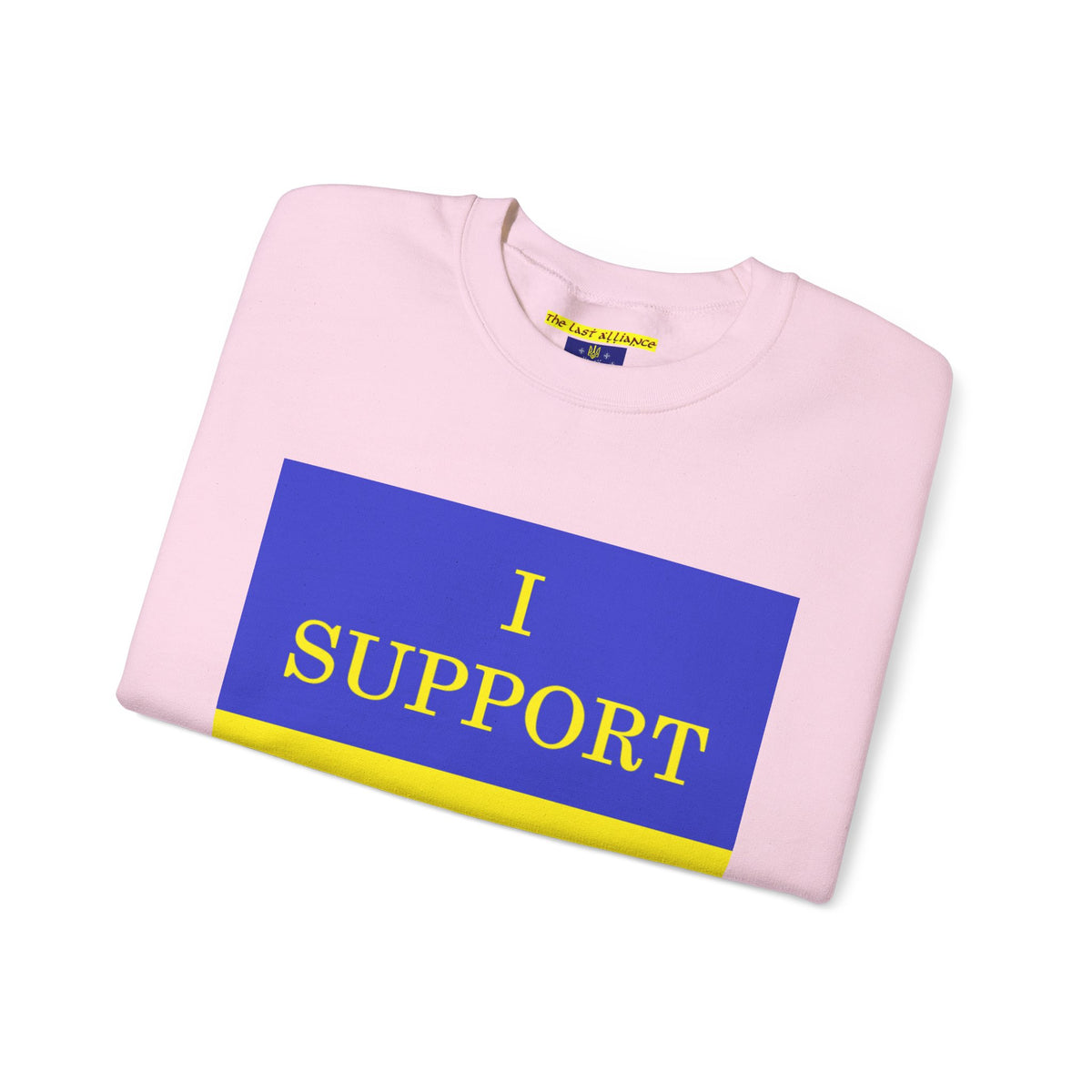 I Support Ukraine Crewneck Sweatshirt — Ukrainian Flag & Tryzub Support Pullover