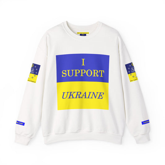 I Support Ukraine Crewneck Sweatshirt — Ukrainian Flag & Tryzub Support Pullover