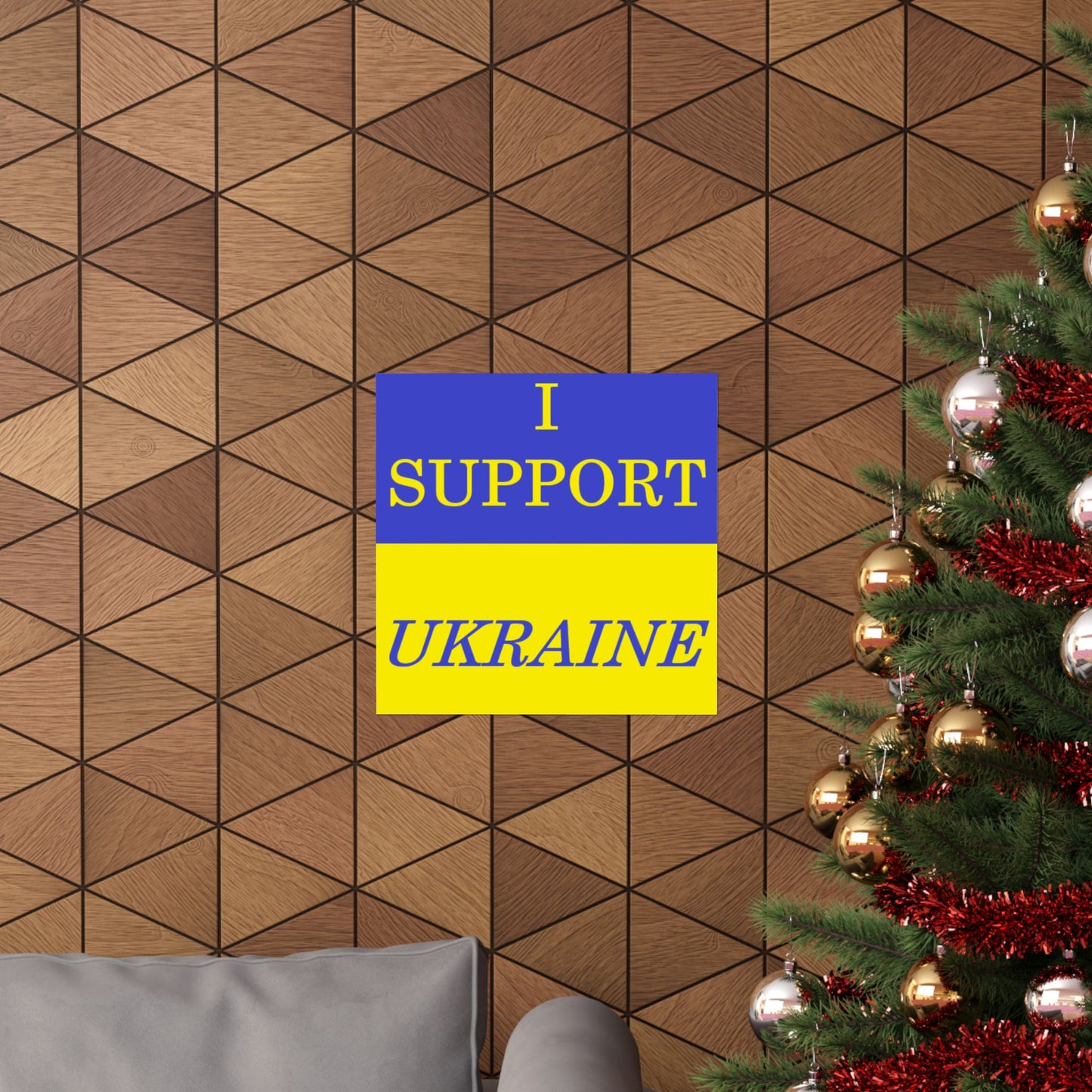 I Support Ukraine Matte Poster — Blue & Yellow Solid Flag Print