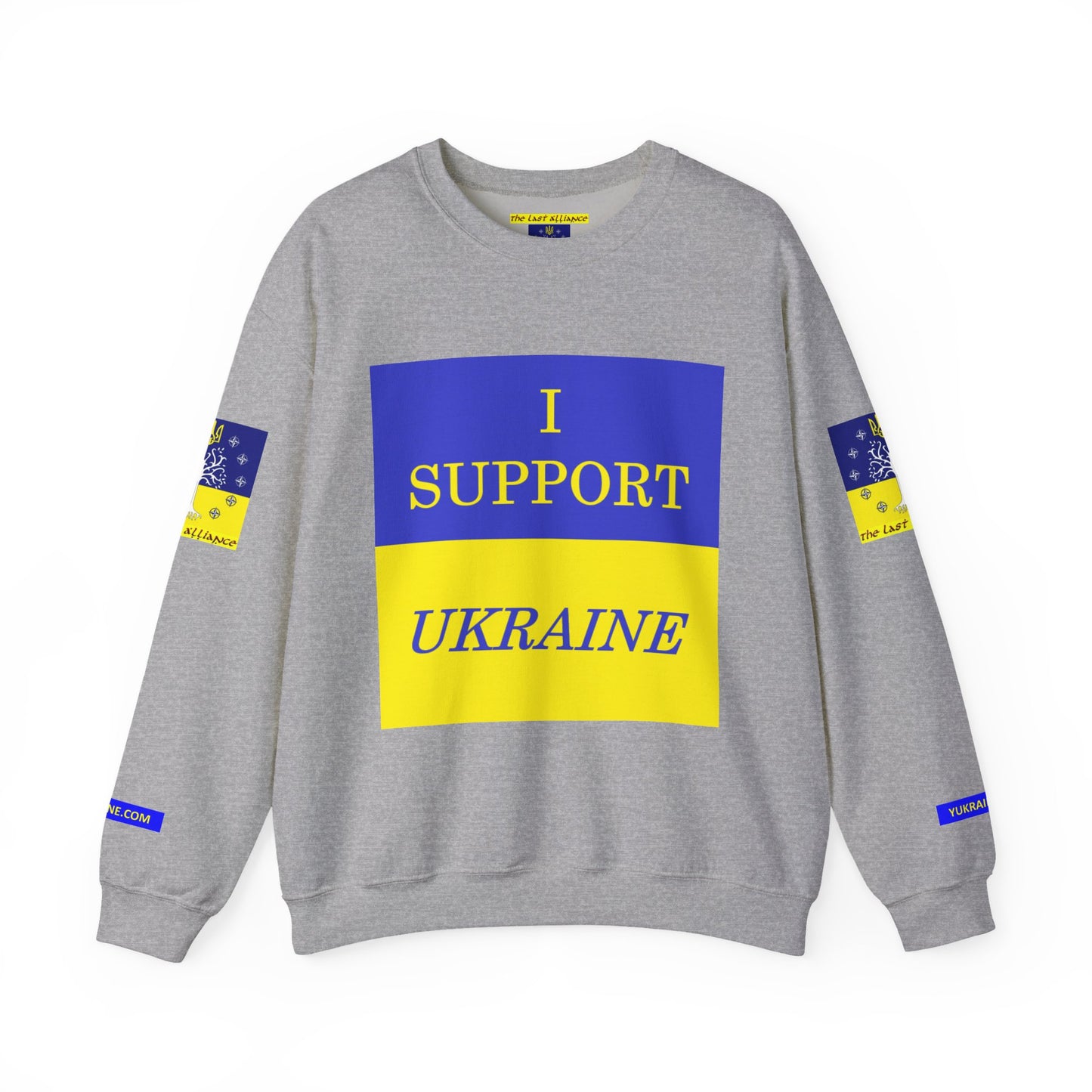 I Support Ukraine Crewneck Sweatshirt — Ukrainian Flag & Tryzub Support Pullover
