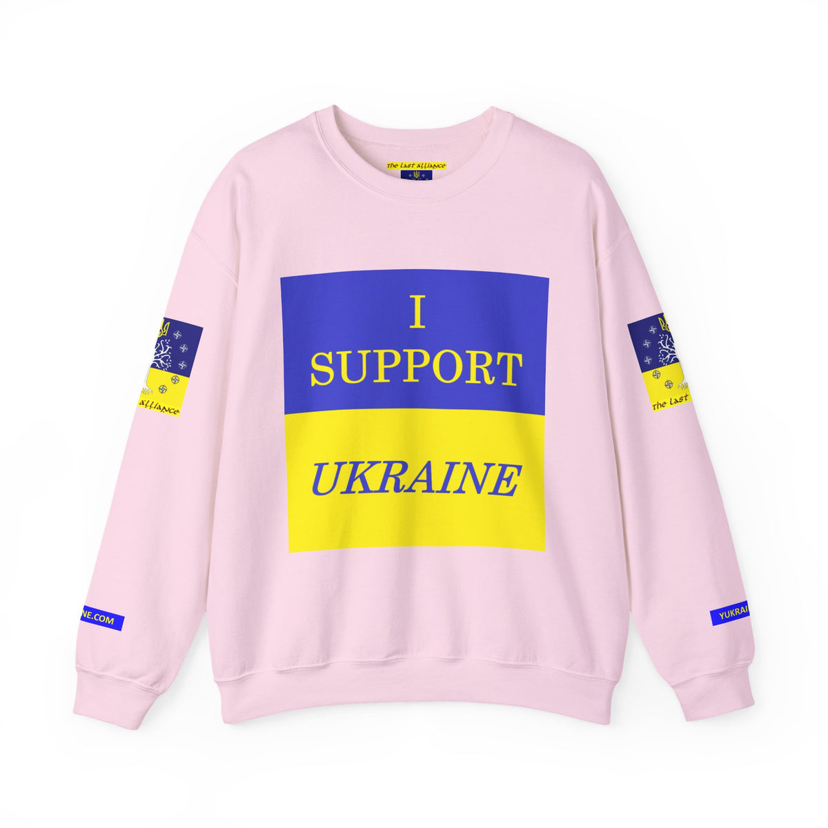 I Support Ukraine Crewneck Sweatshirt — Ukrainian Flag & Tryzub Support Pullover