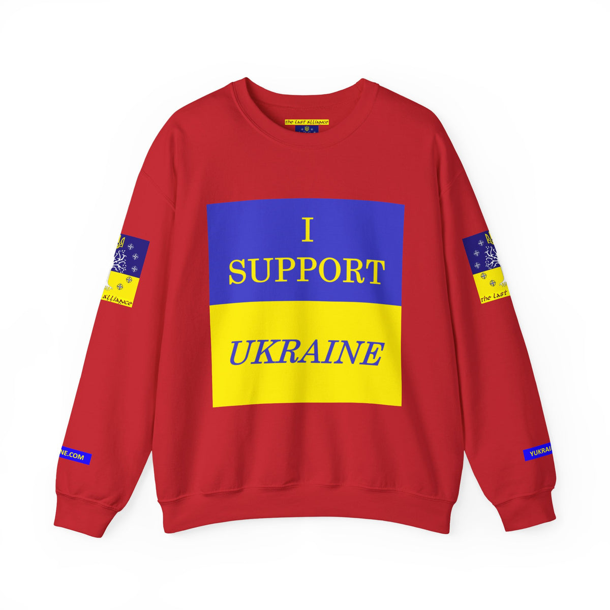 I Support Ukraine Crewneck Sweatshirt — Ukrainian Flag & Tryzub Support Pullover