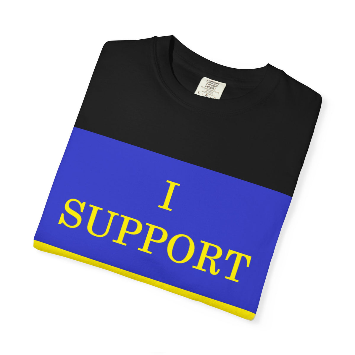 I Support Ukraine T-Shirt — Ukrainian Flag & Tryzub Graphic