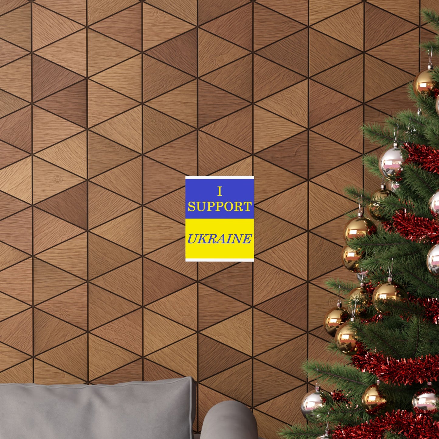I Support Ukraine Matte Poster — Blue & Yellow Solid Flag Print